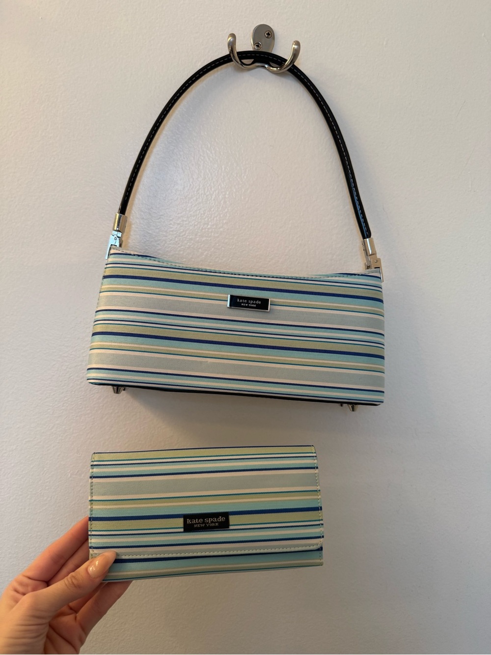 Y2K Kate Spade Striped Shoulder and Wallet